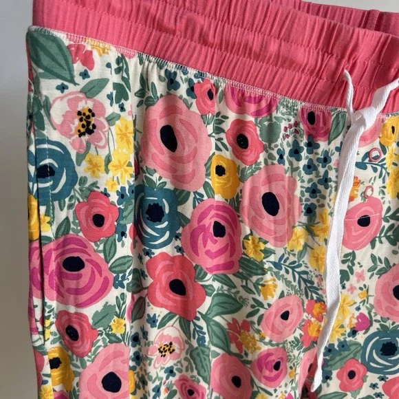 Little Sleepies Secret Garden Pink Floral Pajama Pants Lunaluxe Sz M Bamboo Pjs - Picture 4 of 8